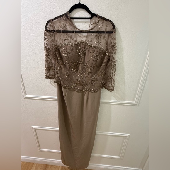 Adagio Bella Beige Embellished Dress - Picture 1 of 5